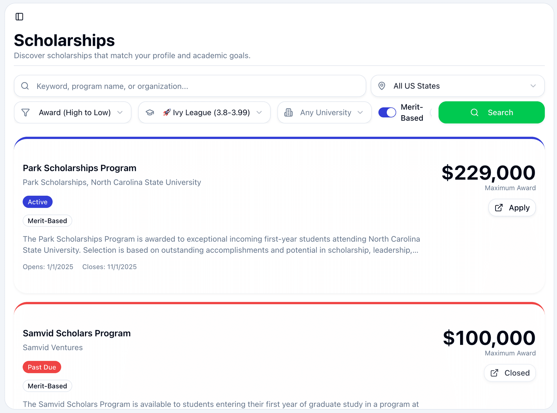 Scholarships that stick with you.